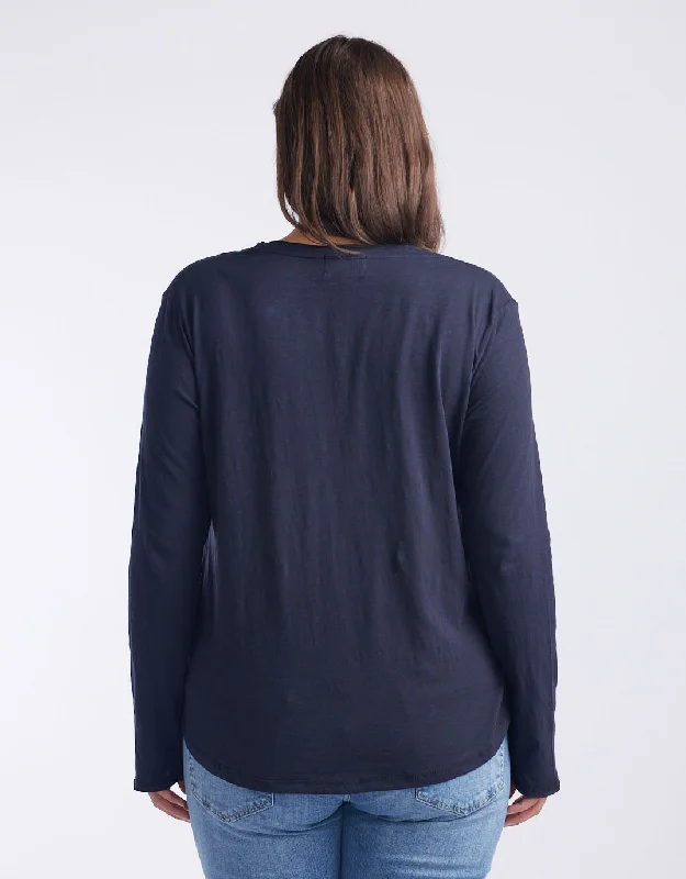 Original V-Neck Long Sleeve T-Shirt - Navy