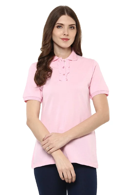 Ruffle Detail Polo T-Shirt