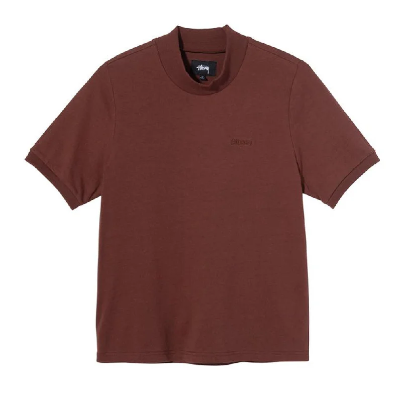 STÜSSY SHORT SLEEVE EMBROIDERED MOCK // BROWN