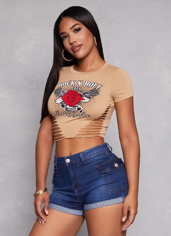 Rock N Roll 1973 Forever Born To Be Free Crop Top