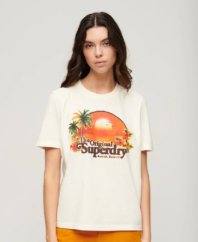 Travel Souvenir Relaxed Tee | Ecru Marle