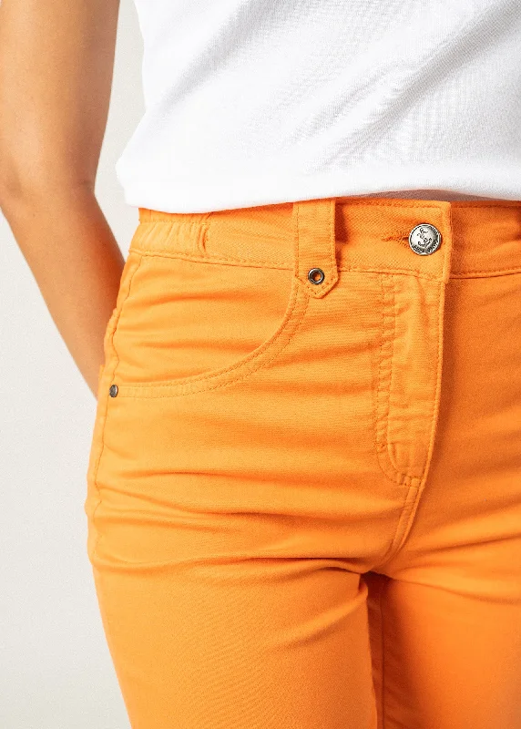 Elodie three quarters pants - in cotton, comfort fit (TANGERINE)