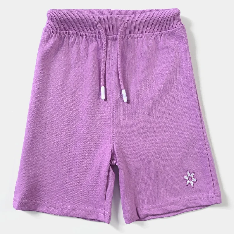 Girls Cotton Terry Short Flower-ORCHID