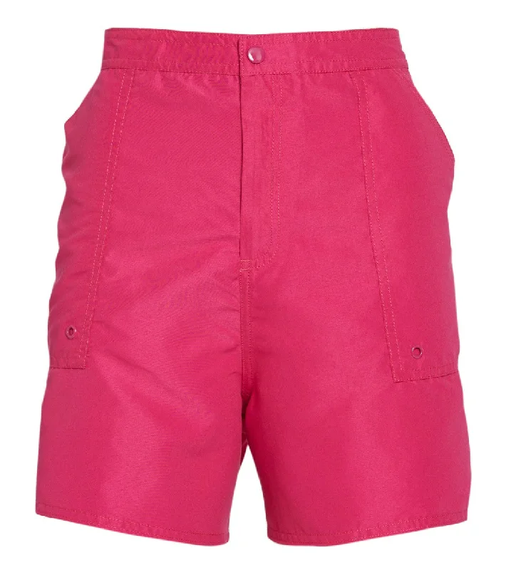 Maxine Plus Size Solids Woven Board Shorts Fuschia