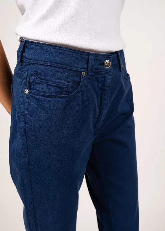 Mimosa high waist pants - slim fit, in stretch cotton (INDIGO)