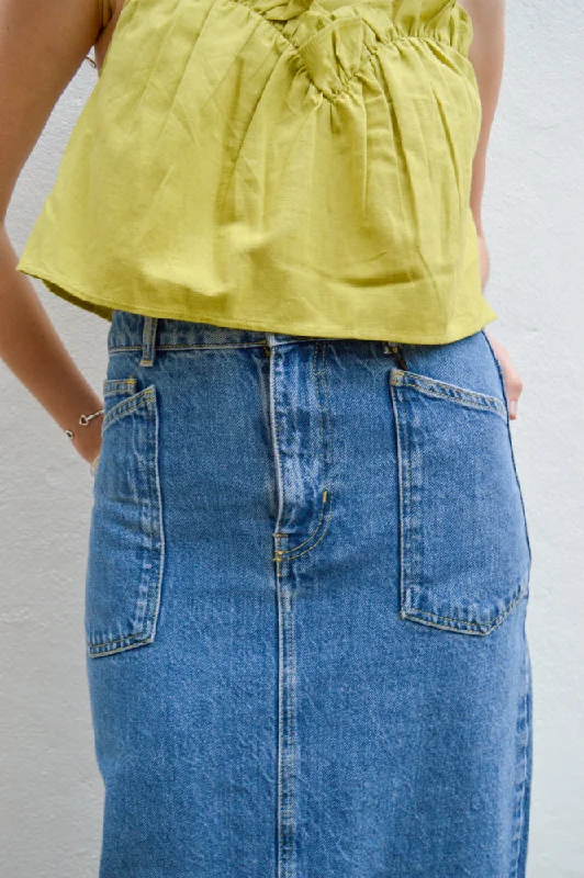 Object Thylane Long Denim Skirt