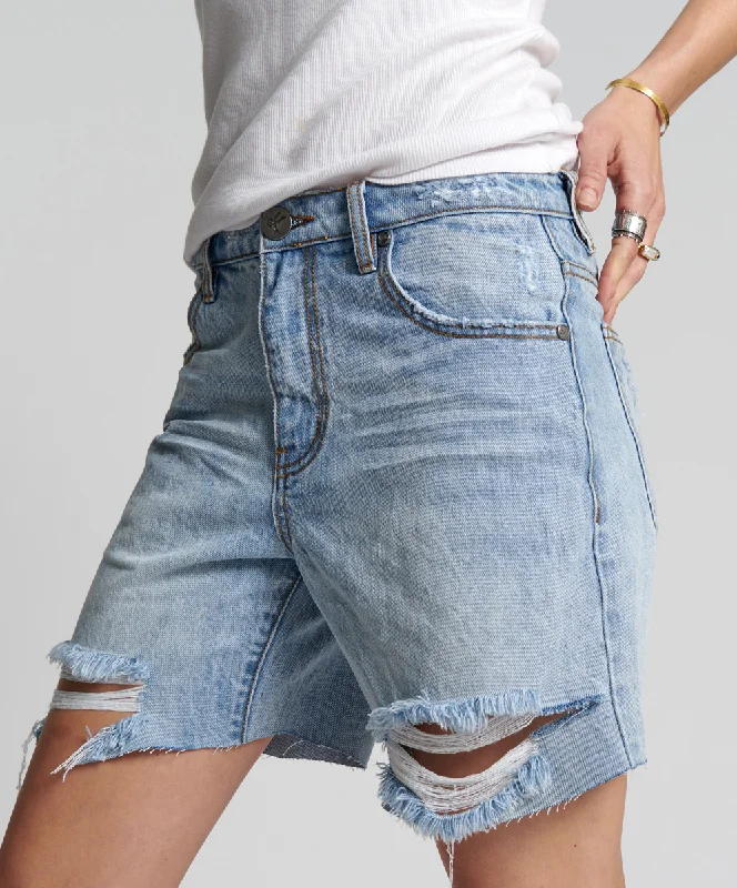 ONE TEASPOON Womens Ocean Jackson Mid Waist Wide Leg Denim Shorts