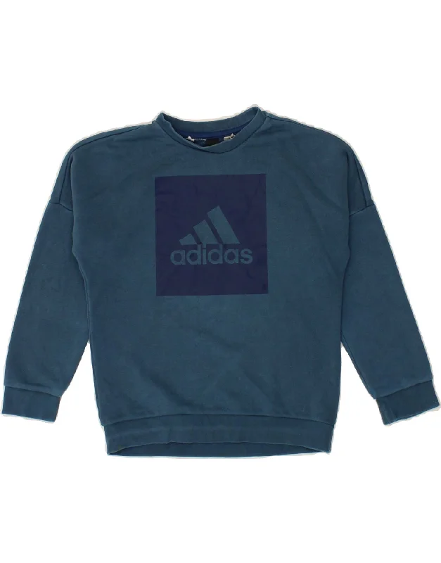 ADIDAS Boys Graphic Sweatshirt Jumper 8-9 Years Blue