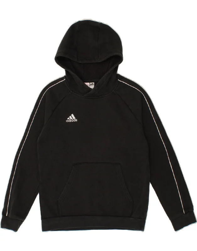 ADIDAS Boys Hoodie Jumper 11-12 Years Black Cotton