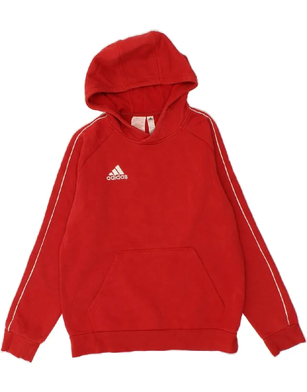 ADIDAS Boys Hoodie Jumper 13-14 Years  Red Cotton