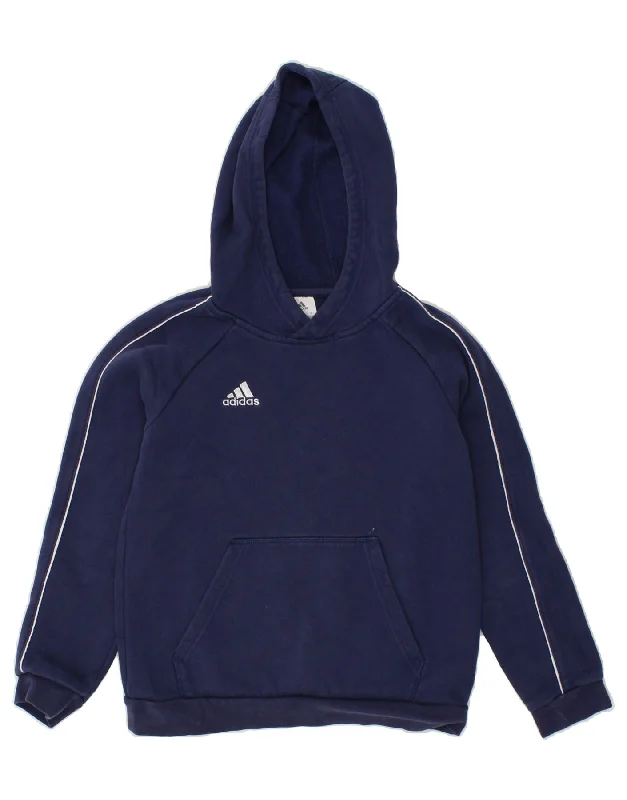 ADIDAS Girls Graphic Hoodie Jumper 11-12 Years Navy Blue Cotton