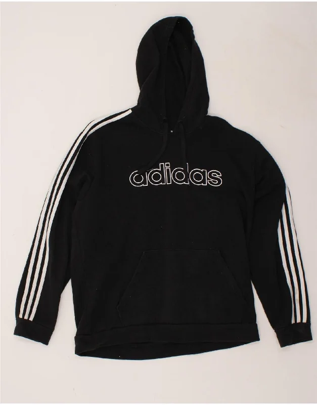 ADIDAS Mens Graphic Hoodie Jumper Large Black Cotton