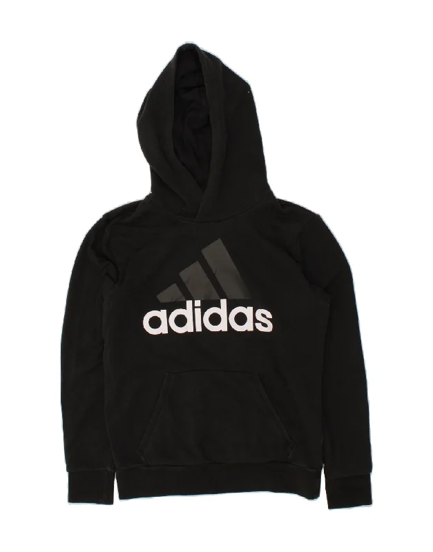 ADIDAS Mens Graphic Hoodie Jumper Small Black Cotton