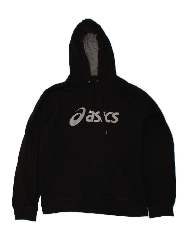 ASICS Mens Graphic Hoodie Jumper Medium Black Cotton