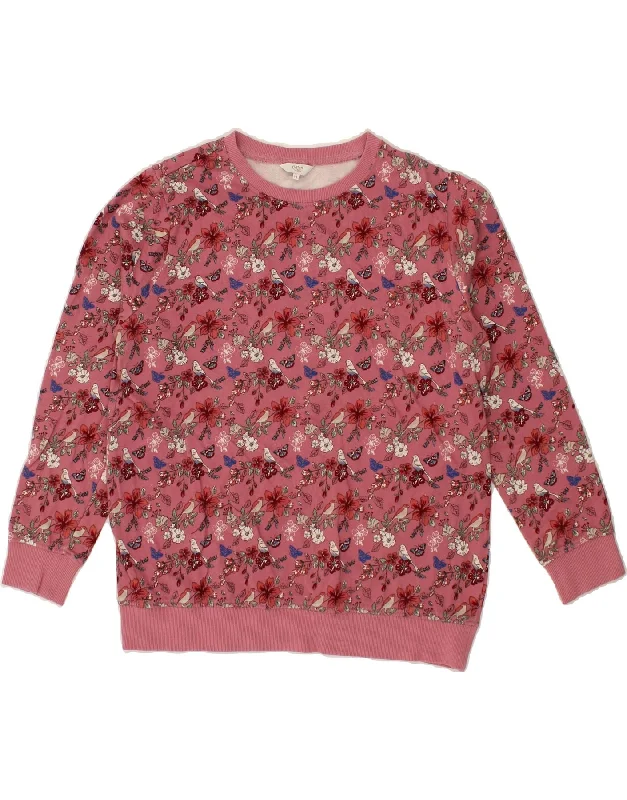 COTTON TRADERS Womens Graphic Sweatshirt Jumper UK 14 Large Pink Floral