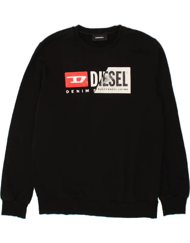 DIESEL Mens Graphic Sweatshirt Jumper XL Black Cotton