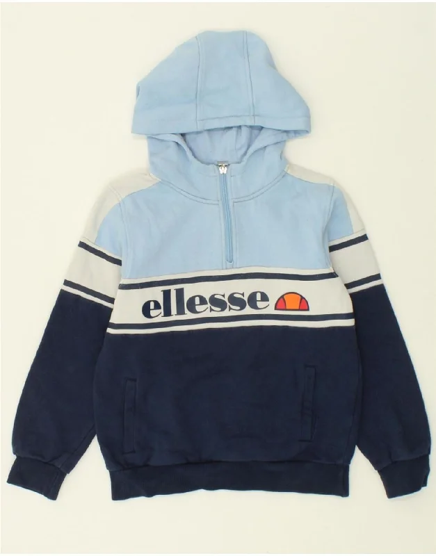 ELLESSE Boys Graphic Zip Neck Hoodie Jumper 10-11 Years Navy Blue