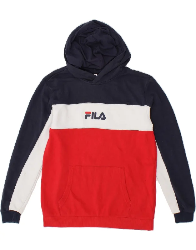 FILA Boys Graphic Hoodie Jumper 13-14 Years Multicoloured Colourblock