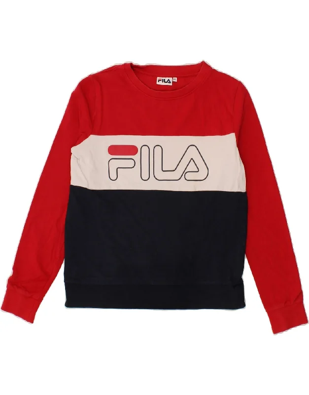 FILA Womens Graphic Sweatshirt Jumper UK 6 XS Multicoloured Colourblock