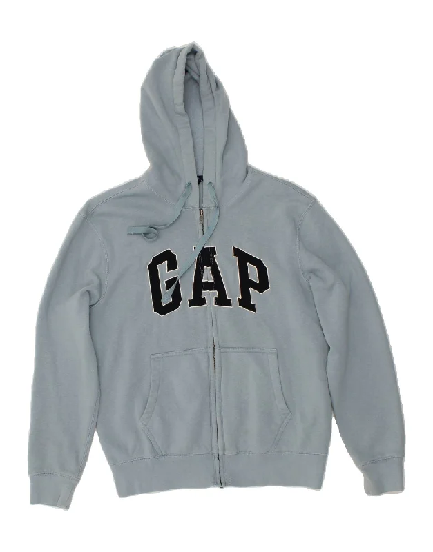 GAP Mens Graphic Zip Hoodie Sweater Small Blue Cotton