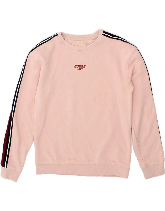 GUESS Boys Sweatshirt Jumper 13-14 Years Pink Cotton