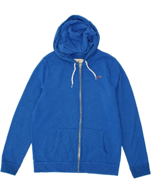 HOLLISTER Mens Zip Hoodie Sweater XL Blue Cotton