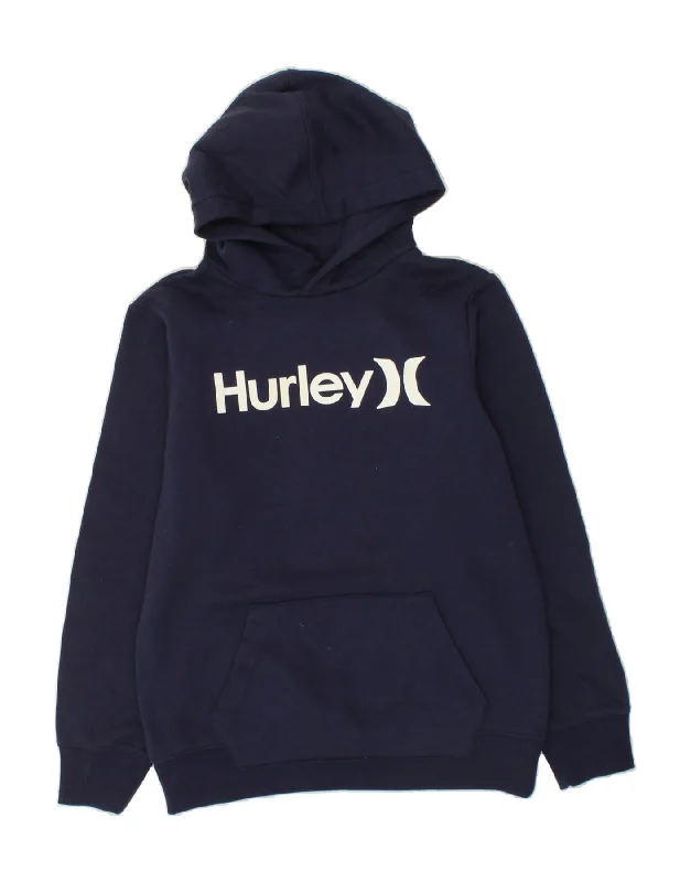 HURLEY Boys Graphic Hoodie Jumper 15-16 Years XL  Navy Blue Cotton