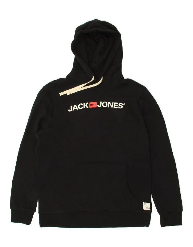 JACK & JONES Mens Graphic Hoodie Jumper Large Black