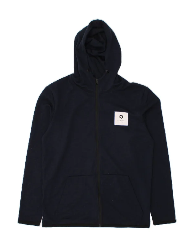 JACK & JONES Mens Zip Hoodie Sweater Small Navy Blue Polyester