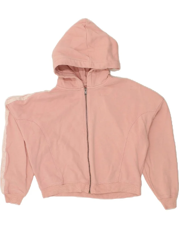 JACK WILLS Womens Crop Zip Hoodie Sweater UK 12 Medium Pink Cotton