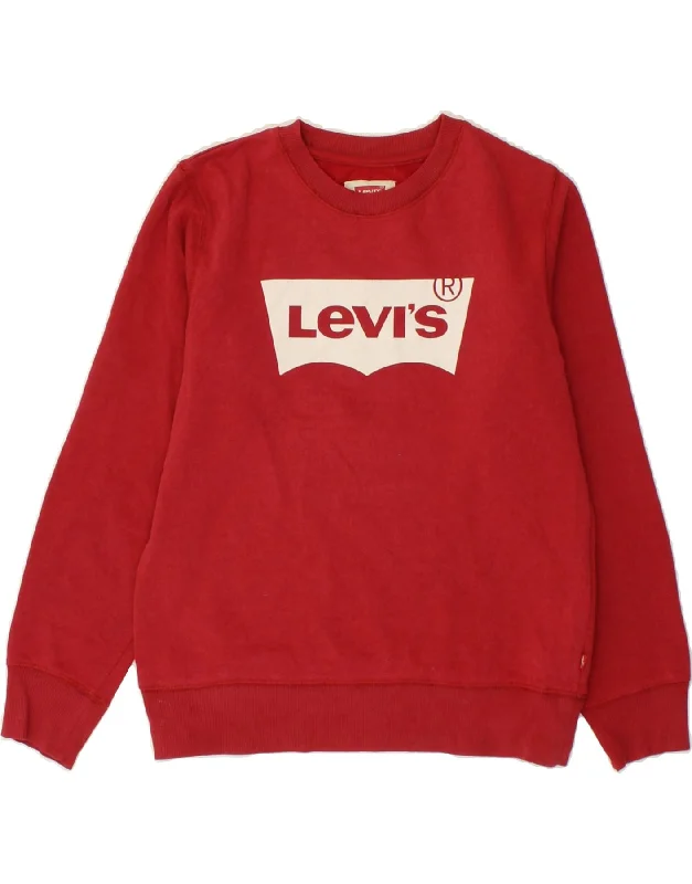 LEVI'S Boys Graphic Sweatshirt Jumper 13-14 Years Red Cotton