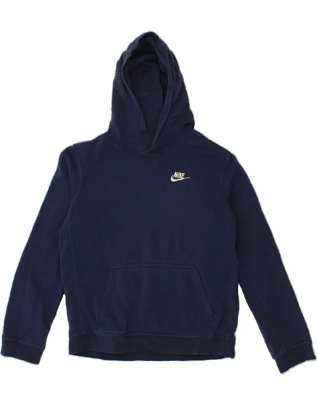 NIKE Boys Hoodie Jumper 13-14 Years XL Navy Blue Cotton