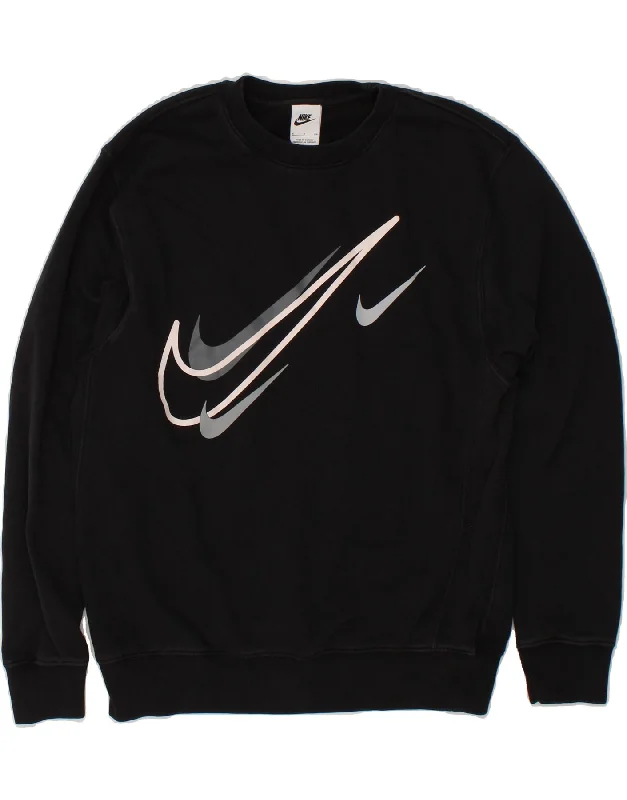 NIKE Mens Graphic Sweatshirt Jumper Small Black Cotton