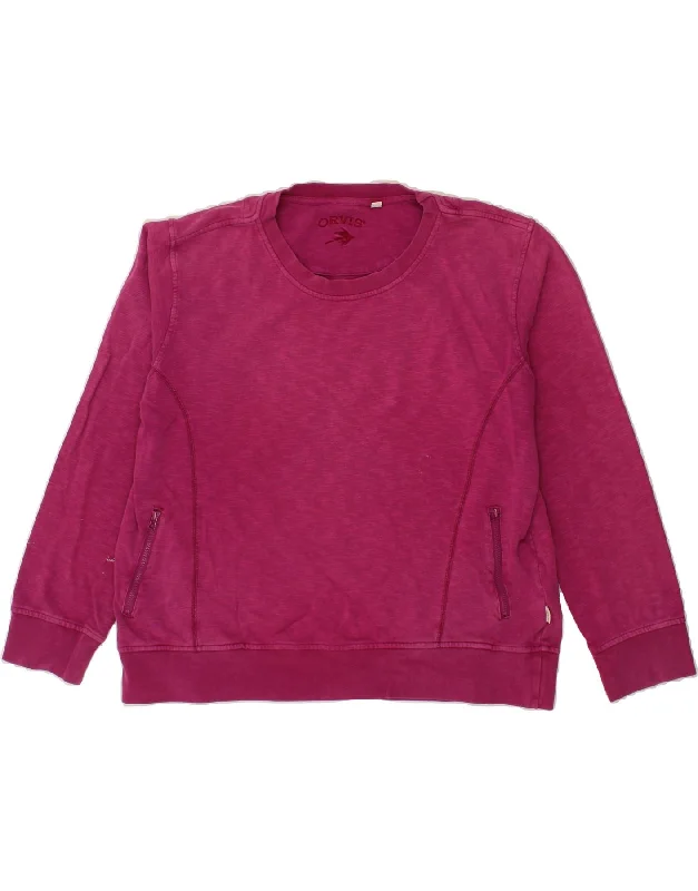 ORVIS Womens Sweatshirt Jumper UK 14 Large Pink Cotton