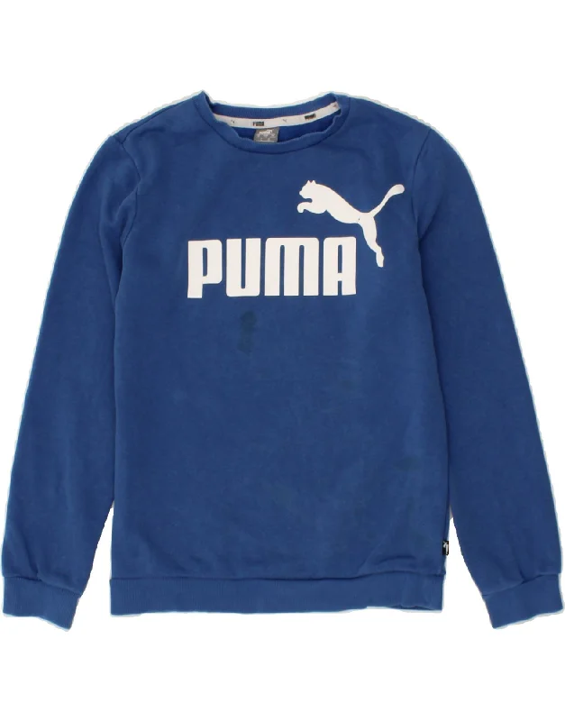 PUMA Boys Graphic Sweatshirt Jumper 13-14 Years Blue Cotton