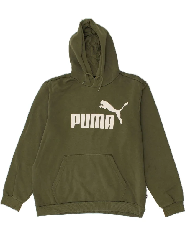 PUMA Mens Graphic Hoodie Jumper XL Khaki Cotton