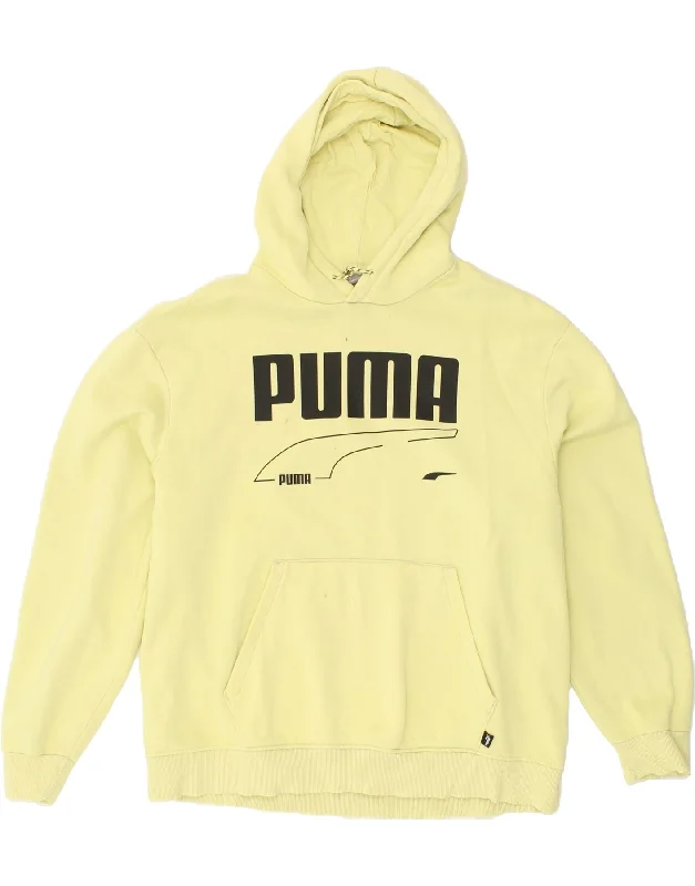 PUMA Mens Graphic Hoodie Jumper XL Yellow