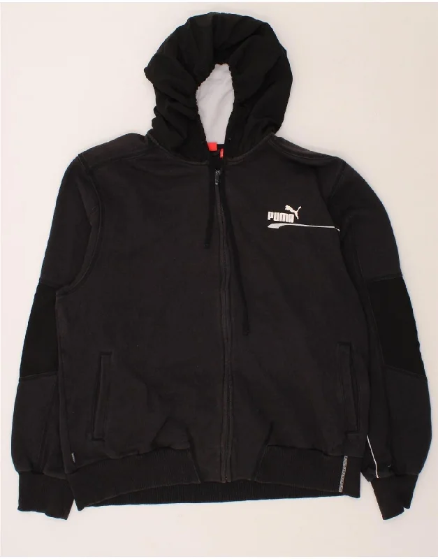 PUMA Mens Zip Hoodie Sweater 2XL Black Cotton