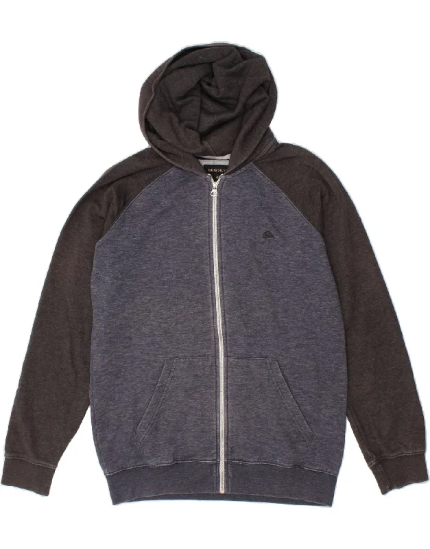 QUIKSILVER Mens Zip Hoodie Sweater Small Blue Colourblock