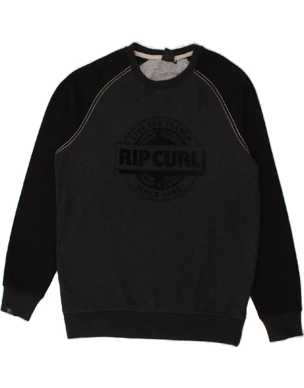 RIP CURL Mens Graphic Sweatshirt Jumper Medium Grey Colourblock Cotton