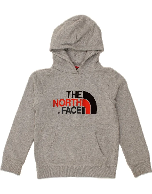 THE NORTH FACE Boys Graphic Hoodie Jumper 10-11 Years Medium  Grey Cotton