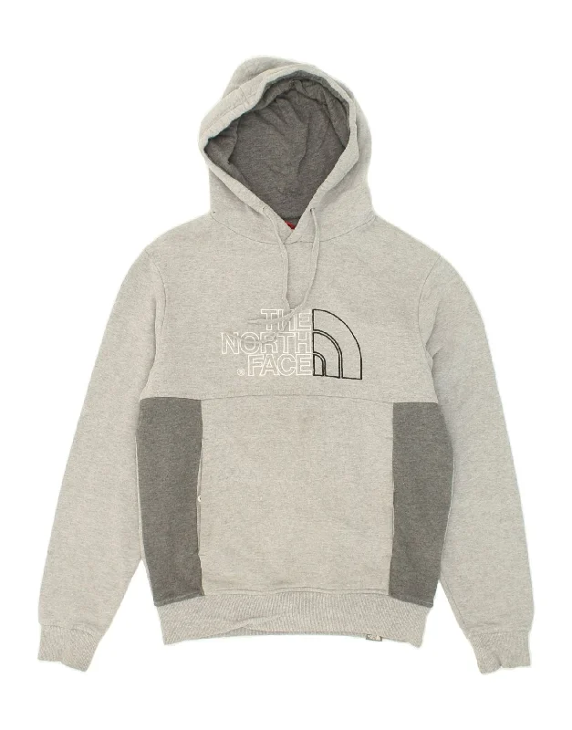 THE NORTH FACE Mens Graphic Hoodie Jumper Small Grey Colourblock Cotton