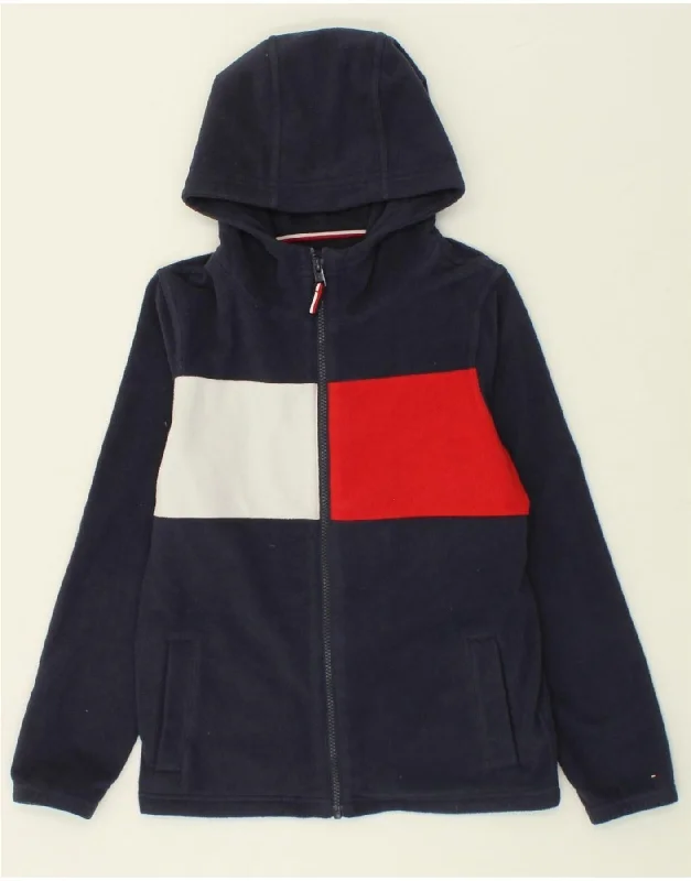 TOMMY HILFIGER Boys Graphic Zip Hoodie Sweater 11-12 Years Navy Blue