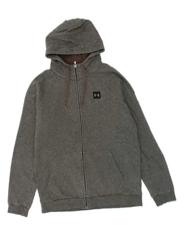 UNDER ARMOUR Mens Zip Hoodie Sweater Medium Grey Cotton