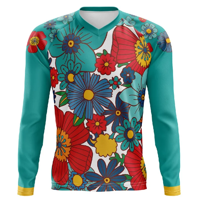 Colorful Flowers | Long Sleeve MTB Cycling Jersey