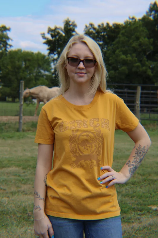 Ladies Cinch Brand Print Tee ~ Gold