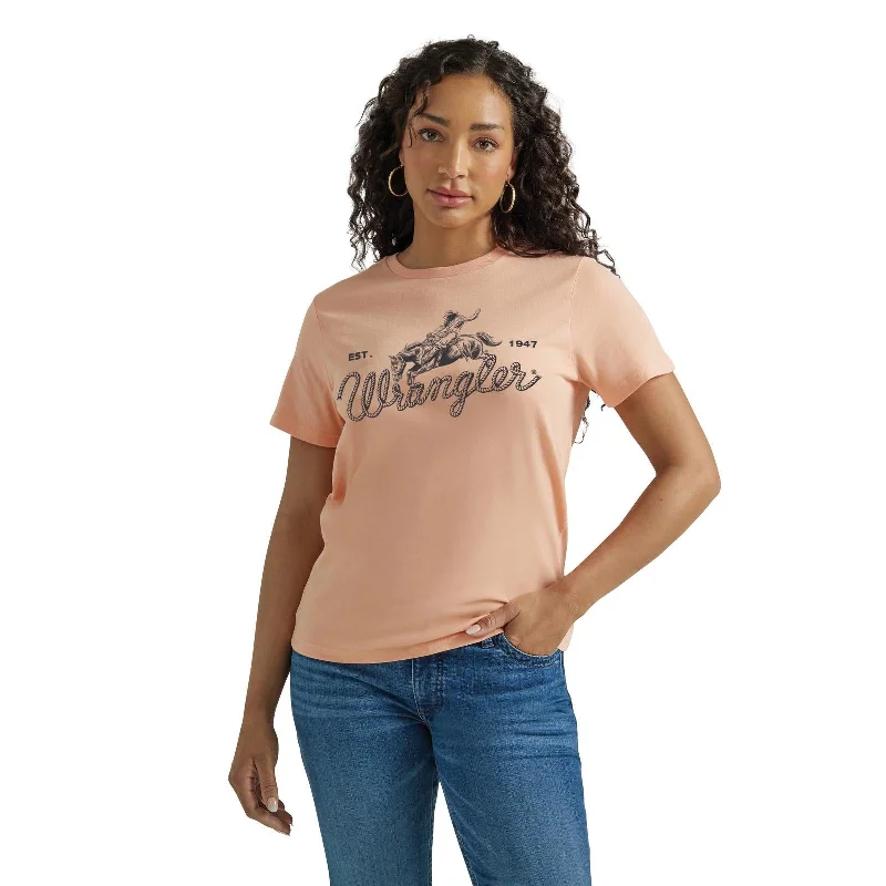 Ladies Wrangler Logo Tee ~Salmon