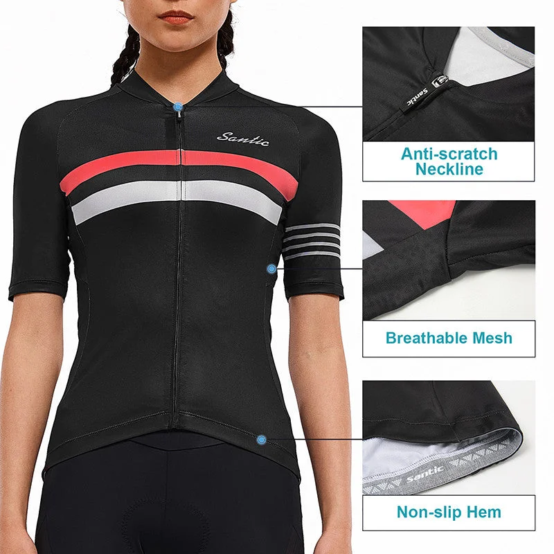 Santic Pali Black Women’s Cycling Jersey Short Sleeve