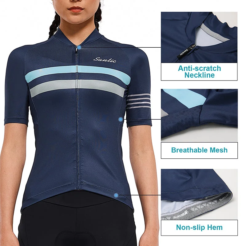 Santic Pali Navy Women’s Cycling Jersey Short Sleeve