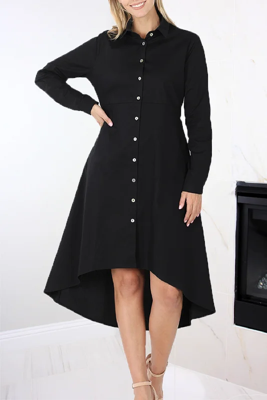 Toni High-Low Shirt Dress | Black